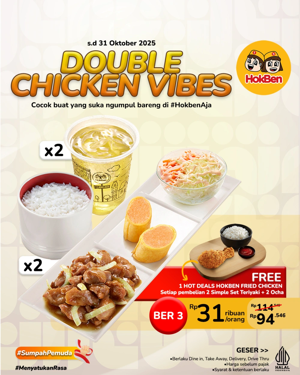Promo Hokben 'Double chicken vibes' (Instagram/Hokben)